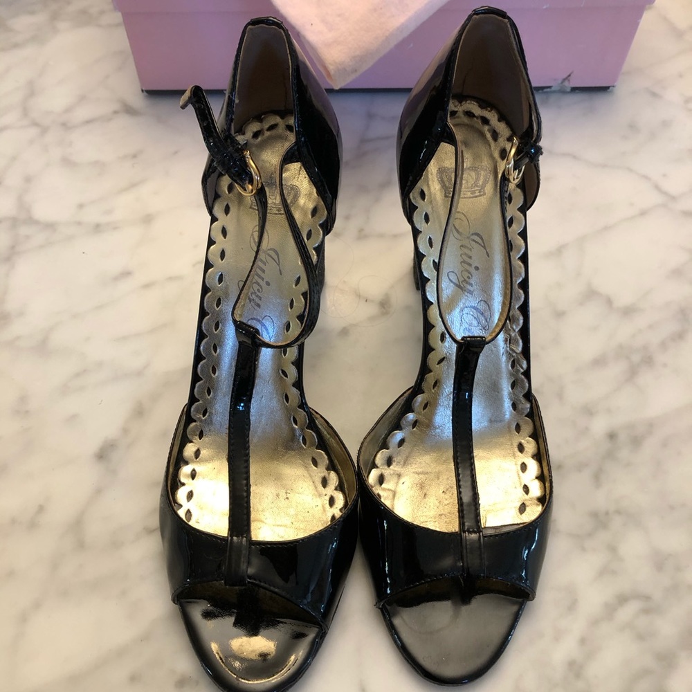 Juicy Couture Vintage patent leather sparkle heels